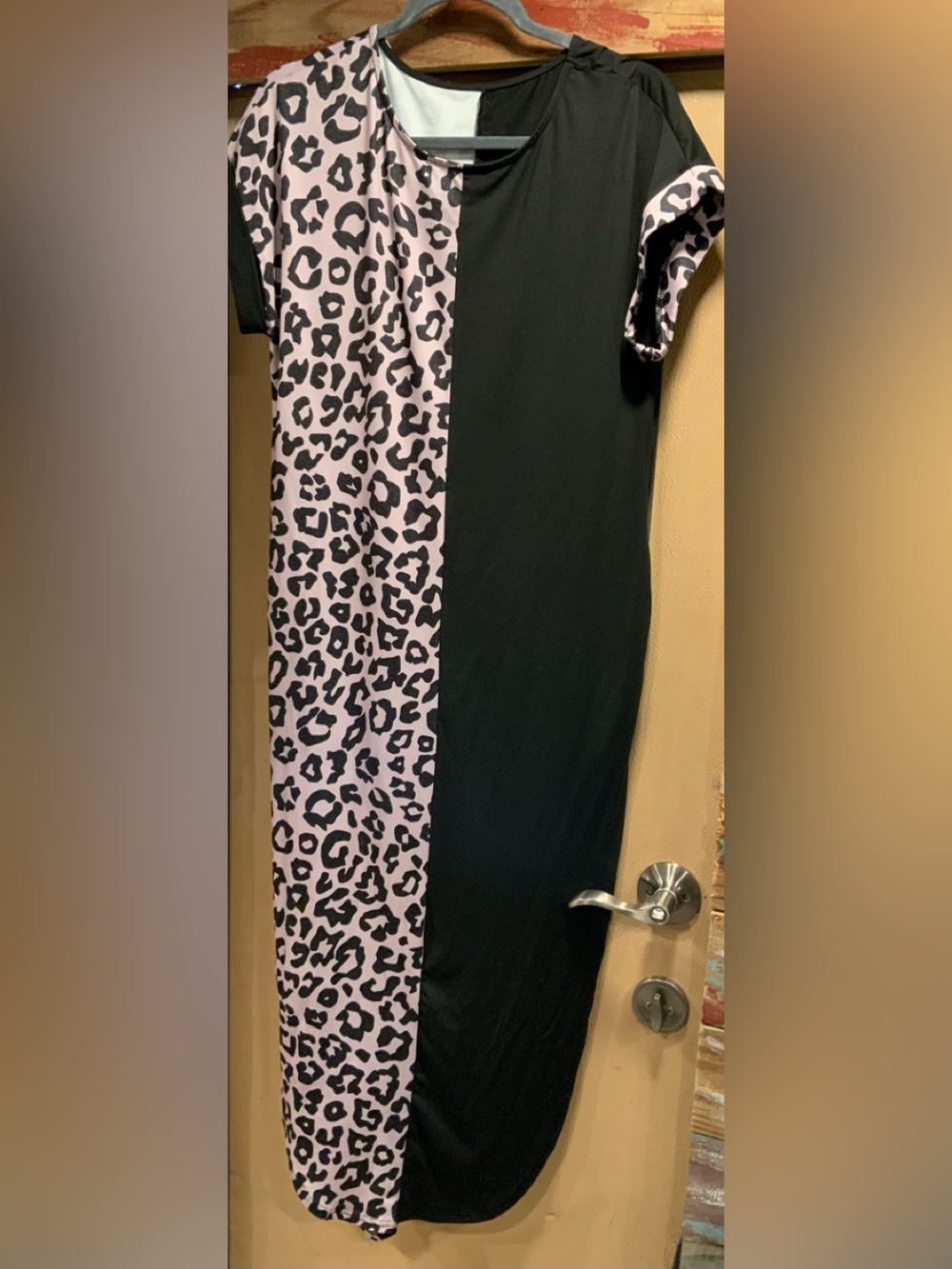 Half Leopard Print + Black Maxi Dress